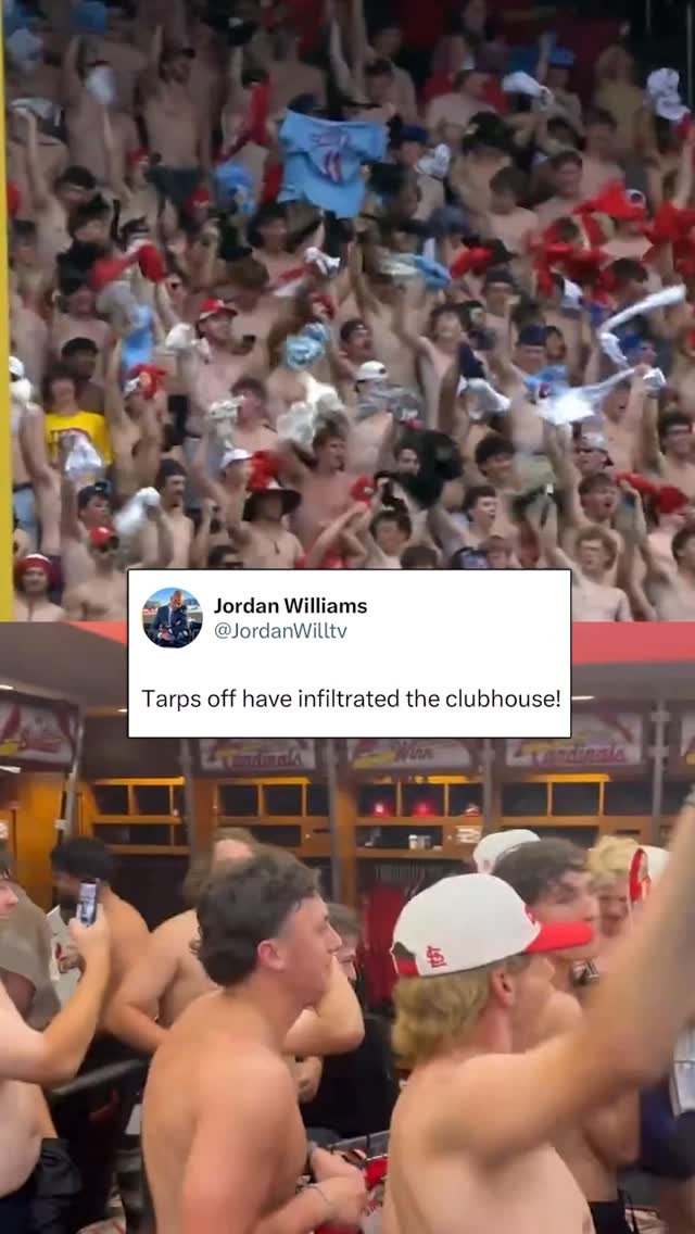 The Cardinals have joined the fanbase in going tarps off to celebrate wins (via jordanwilltv/x)