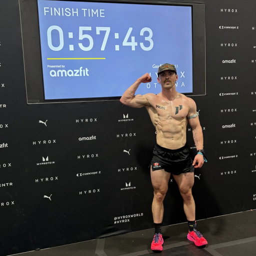 HYROX Ottawa 🇨🇦 | 57:43 Pro Solo

1st AG and 3rd Overall/283

Fun run out on home soil tonight in front of some of my best friends

Leaving this one with mixed emotions

Took the race out hot to give myself a shot at a breakthrough race + overall win but crossed ‘the line’ earlier than I’d hoped

Didn’t have much pop through the later stages of the race but hung in there and kept the train on the tracks for 96 points towards Elite 15 qualification 

Diving into @roxfit.app data post race, I’m glad to see that I led overall through the Sled Pull - a win inside the bigger picture. Of course that doesn’t tell the full story, as my run pacing was the most varied it’s been all season - an indication you’ve overextended yourself in the early stages of the race

All in all, some positives to take away from the first 2/3 of this race ahead of @hyroxworld World Champs:
• sub 6min sled total
• another low 2:20 burpees
• row PR

Back home tomorrow for the final 4 weeks of work before heading to Stockholm for World Champs 🇸🇪

@hyroxworld 
@roxfit.app