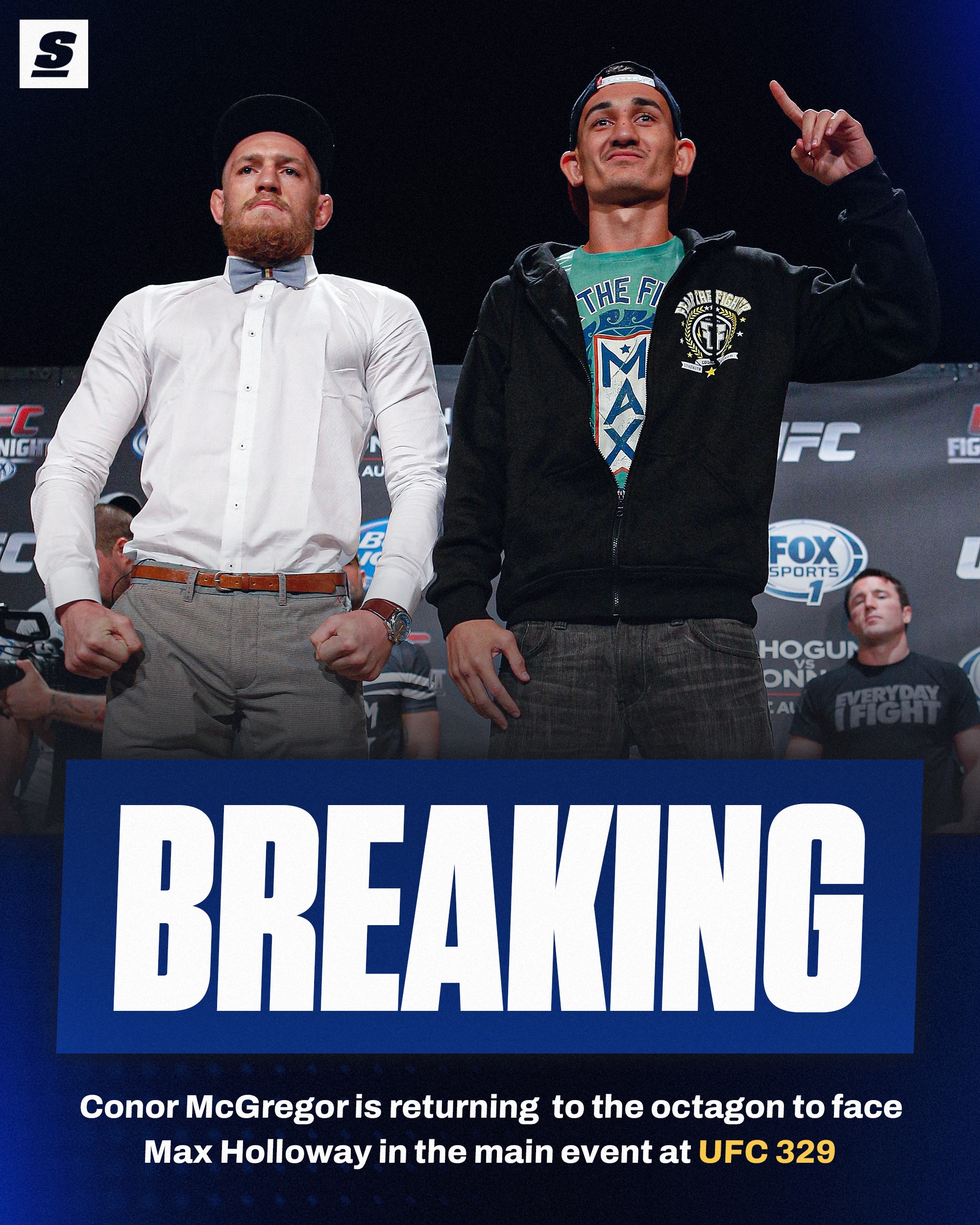 CONOR MCGREGOR IS BACK! HE WILL FACE MAX HOLLOWAY ON JULY 11TH FOR THE MAIN EVENT AT UFC 329! 

GET YOUR POPCORN READY! 🍿
[via @ufc]
