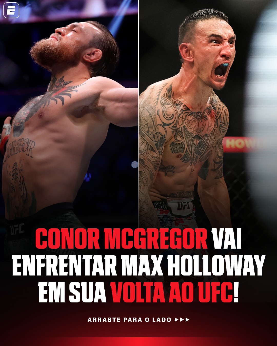 O NOTORIUS VOLTOU! 🔥🔥🔥🔥 Conor McGregor está de volta ao UFC! O irlandês vai encarar Max Holloway no PESO MEIO-MÉDIO, pelo UFC 329, no dia 11 de julho! No 'co-main event', Paddy Pimblett enfrentará Benoit St. Denis!

#ESPNKnockOut #UFC