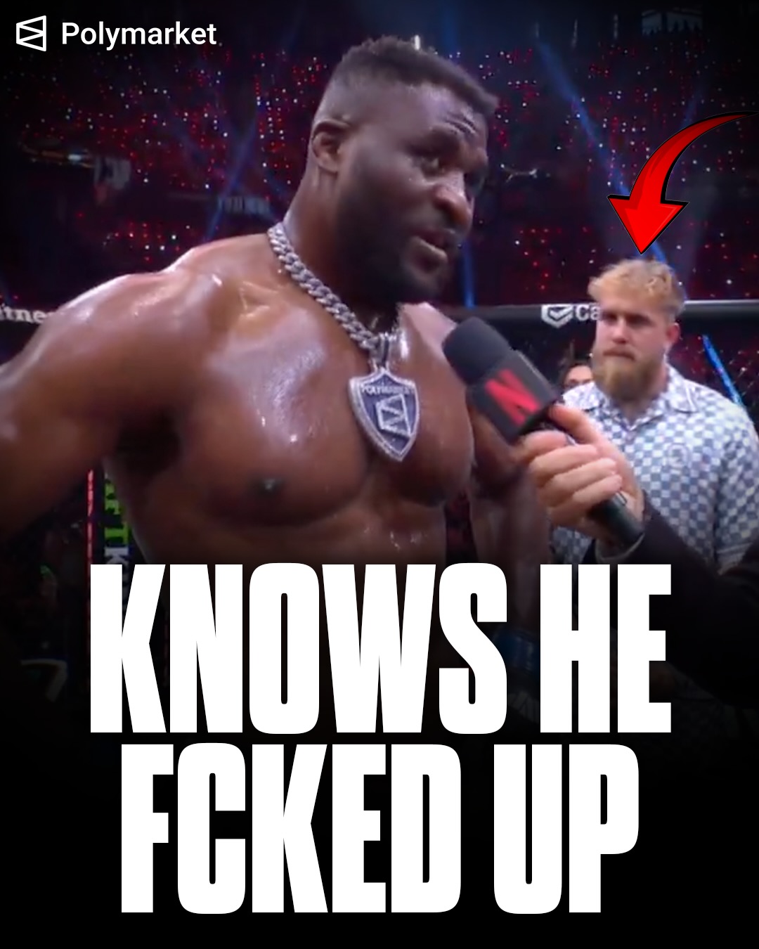 Jake Paul was looking very nervous while 250 LBS Francis Ngannou talked about who he was going to fight next…

Jake Paul was talking shit to Francis the other day.