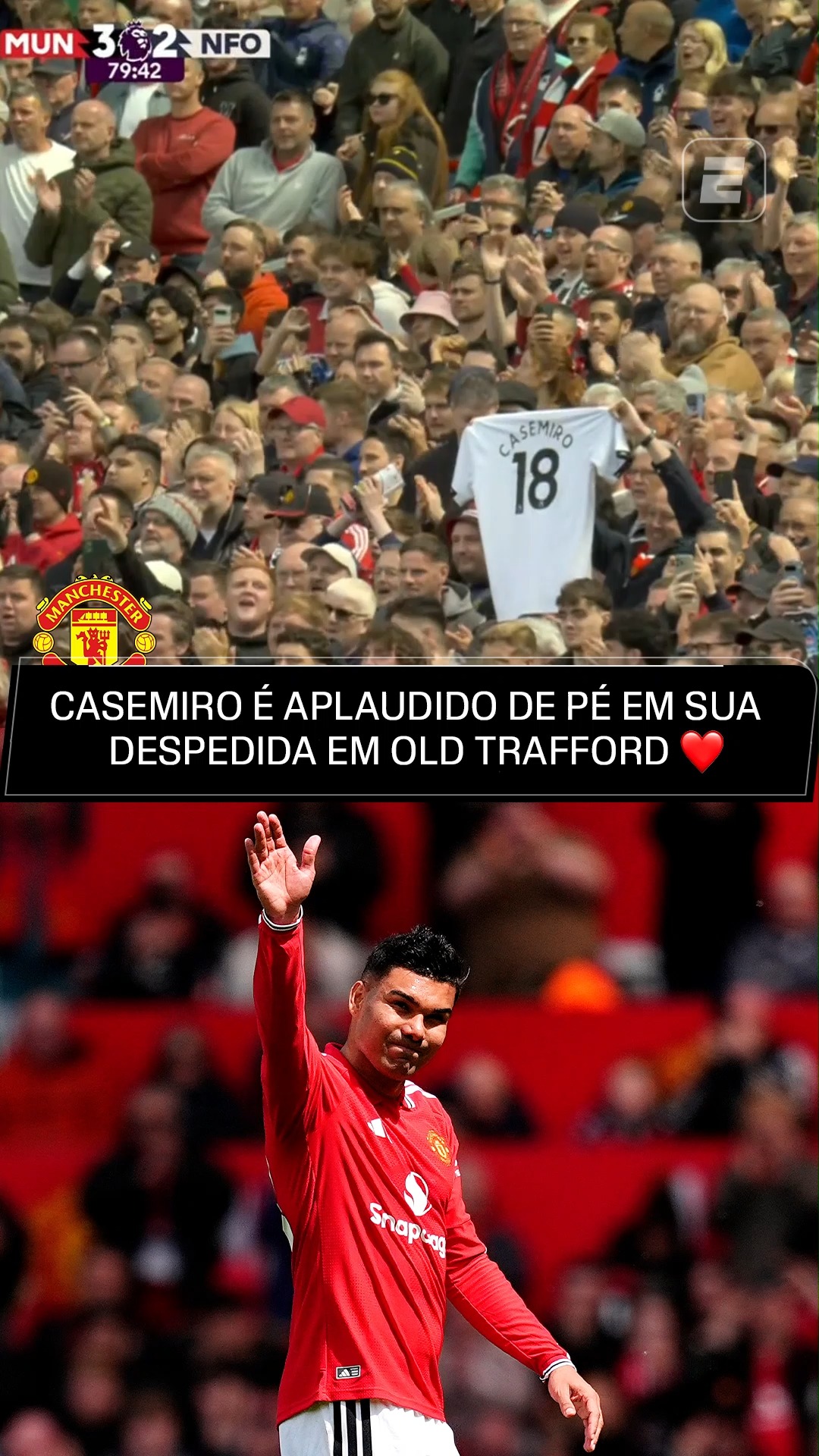 ÍDOLO! ❤️👏🇧🇷 Casemiro se emocionou ao ser ovacionado pelos torcedores do Manchester United em Old Trafford ao ser substituído contra o Nottingham Forest. É a despedida do brasileiro, que está deixando o clube após quatro anos. Respeitado e admirado por onde passa!

👉 Assista à Premier League pela ESPN no Plano Premium do #DisneyPlus!

#PremierLeagueNaESPN #Recap