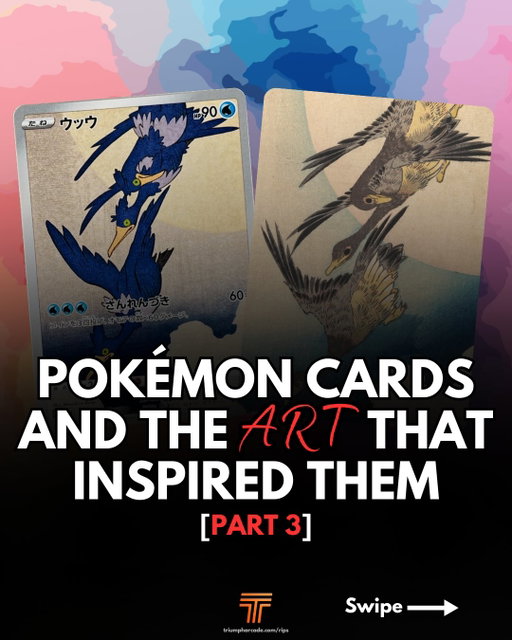 Pokémon artists take inspiration from some unexpected places 💭

🕊️ Cramorant × Hiroshige’s wild geese
🦇 Noivern V × Batman comic art
🐢 Squirtle × Nirvana’s Nevermind
⛏️ Dark Dugtrio × Van Gogh’s Bedroom in Arles

Which one is your favorite from Part 3? 👀

Prices referenced using the @getcollectr app on May 17, 2026 and may be subject to change.
#pokemontradingcards #pokemontcg #pokemonartist