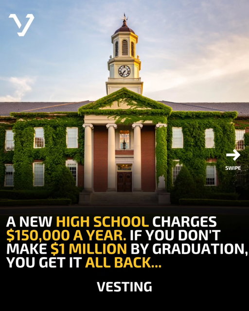 This high school costs $150,000 a year. Make $1 million or get it back!

Founders School opens this fall in New York. Tuition is $150,000 a year, $600,000 over the four years. The catch: if you enroll as a 9th grader and don't generate $1 million in gross profit by graduation, you get the full $600,000 refunded.

The model is built by Alpha School, which already uses an "AI-accelerated, mastery-based" academic system. Students finish all academics by 11am using AI tools. The rest of the day is a founder bootcamp with apprenticeships and real businesses.

Led by Nat Eliason. The first cohort is just 20 freshmen. Nat says AI is the unlock. The expertise build-up, the capital requirements and the time it used to take are all collapsing, which is why he thinks a 17-year-old can now build a million dollar business.
Early Alpha students have already generated over $30,000 in AI ventures. The first refund check would prove the model is honest.

founders.school

Subscribe to the Vesting daily for more stories like this: vesting.beehiiv.com/subscribe
#startup #ai #education