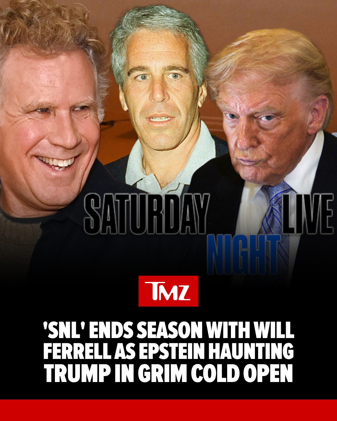"Saturday Night Live" wasted no time diving into controversy during its Season 51 finale, opening the show with a brutally dark sketch featuring Will Ferrell as the ghost of Jeffrey Epstein haunting Donald Trump inside the Oval Office.

Check out the clip at the link in bio 🔗
