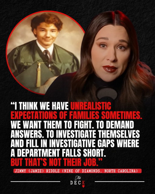 In 1991, 24-year-old Riddle was found dead in College Lake in Fayetteville, North Carolina, and we confirmed there were ZERO records that Riddle’s family was ever contacted about Riddle’s murder.

For more than 30 years, the whole family had been left completely in the dark about the police investigation. When something like this happens, families shouldn’t have to become investigators. They’re trying to survive, to grieve, to keep moving forward, even when answers never come. They shouldn’t have had to wait for over three decades to meet with the people working on Riddle’s case.

Listen to the full episode at the link in bio.