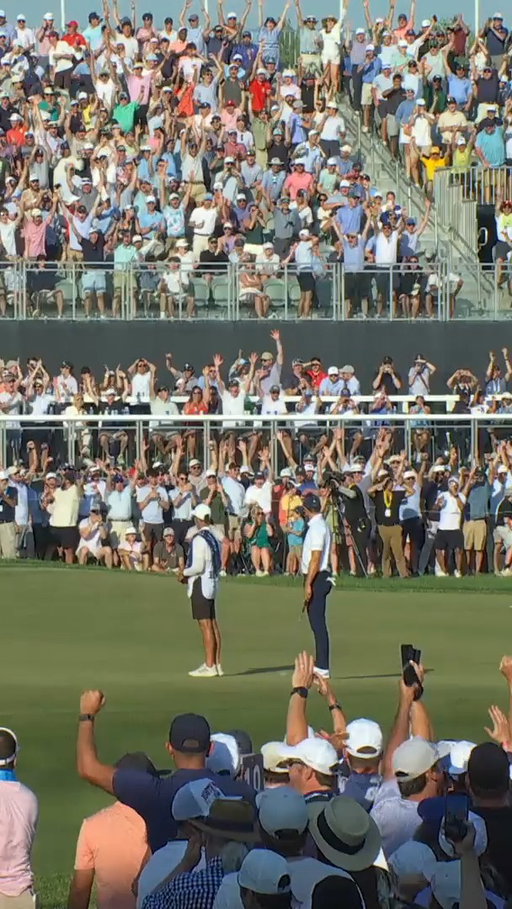 Watch every angle of Aaron Rai’s insane 70-foot putt on 17! #PGAChamp