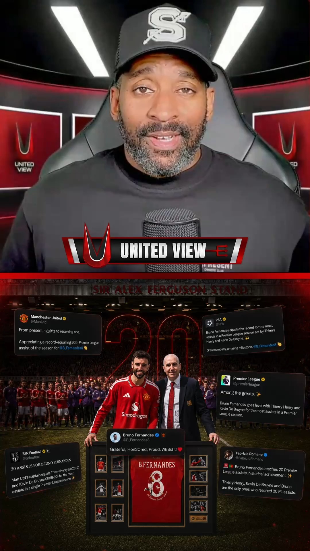 Bruno Fernandes just forced the respect conversation. 👏🔴

20 Premier League assists.
Level with Thierry Henry and Kevin De Bruyne.
One more assist away from breaking the all-time single-season record.

@Flex87_ & @OwenUnitedView react to Bruno’s unbelievable season, United’s Champions League return, and the big question every fan is debating now…

Is Bruno Fernandes already Manchester United’s greatest post-Fergie player? 👀

Drop your answer below ⬇️

#ManchesterUnited #MUFC #BrunoFernandes #PremierLeague #UnitedView