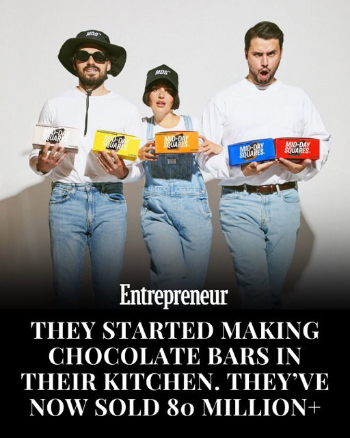 Jake Karls, Lezlie Karls and Nick Saltarelli started making chocolate bars by hand in their condo kitchen in 2018 to solve the 2 p.m. crash — and built their own manufacturing facility when no co-manufacturer could make the product the way they wanted. 

They've now sold over 80 million bars across 10,000+ stores in North America.

This is the story of @middaysquares.