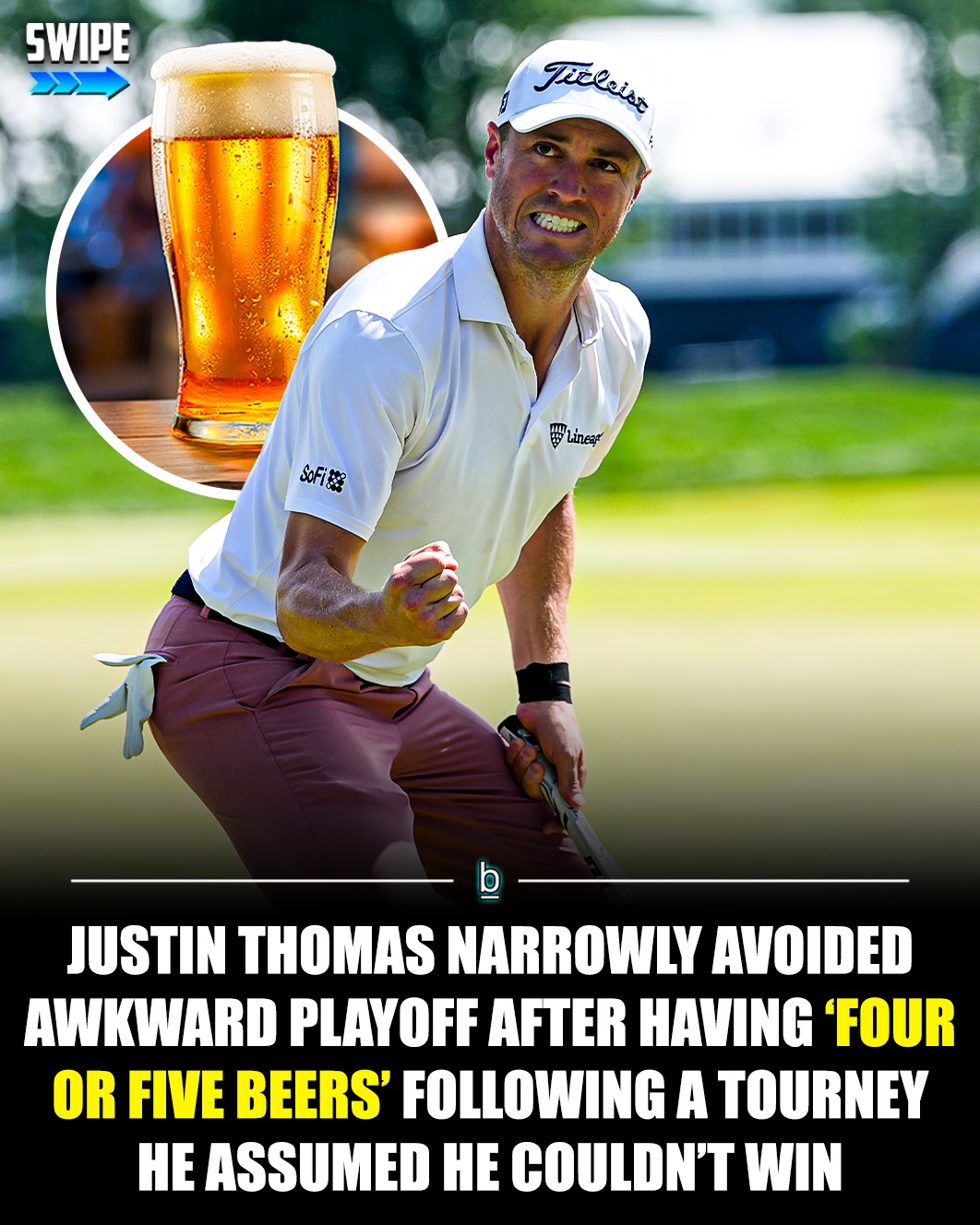 Justin Thomas almost had to compete in a playoff after catching a buzz at a tournament he didn’t think he’d be able to win. 😂

The 2016 Travelers Championship has a place in golf history as the tournament where Jim Furyk recorded the single lowest round in a PGA Tour event with the 58 he shot to close things out on Sunday. 

That overshadowed the impressive round Justin Thomas put together while capping things off with a 62, which sent him rocketing up the leaderboard t0 -12 after starting the day nine strokes behind the leader. ⛳️

Both of those men were able to take advantage of the ideal conditions that dissipated when the wind started to pick up at PC River Highlands later in the day, although Thomas was under the impression that the golfers with later tee times would have that same advantage. 

He shared just how confident he was about that being the case while reflecting on the tournament at the PGA Championship over the weekend, as Thomas recalled the lesson he learned about how to handle things when you find yourself in contention when you head to the clubhouse. 🤷‍♂️

He offered some advice on what you shouldn’t do in that situation, saying:

🗣️ - “The leaders were on the middle of the front nine. I had a buddy that was there watching me, we went in the clubhouse and probably had four or five beers at lunch.”

“The next thing you know, it’s two-and-a-half hours later and I’m still the leader in the clubhouse. The wind picked up like 15, 20 miles an hour and the leaders were on 15. Jimmy [Johnson] was caddying for me at the time, he’s at a Subway like an hour-and-a-half away, like ‘What do we do?’” 🤦‍♂️

“I’ve never not wanted to be in a playoff before, but I kind of didn’t want to be in a playoff then. It wouldn’t have been a good situation.” 👎

Russell Knox helped save the day, as he finished at -14 to finish in sole possession of first place to win $1,188,000. He was two strokes ahead of Thomas, who ultimately finished in a tie for third and took home $382,800.

Follow 👉 @brobible for all things “dude” 😎 

#golf #golfing #pgatour #guys #men
