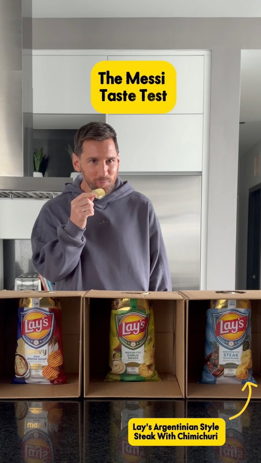 You think @leomessi can guess the right flavor? Try our new FIFA World Cup 26™ flavor bundle for yourself. Introducing Lay’s Argentinian-Style Steak with Chimichurri, Lay’s Brazilian-Style Garlic Sauce, and Lay’s French Onion Soup.