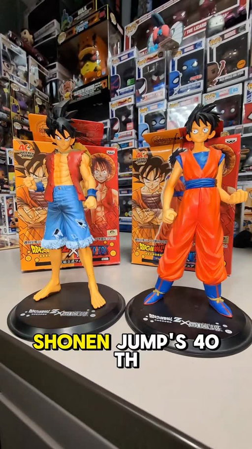 The legendary DRAGONBALL Z × ONE PIECE DX Figure Set (Goku x Luffy) dropped in Japan back in 2008 as part of Weekly Shōnen Jump’s massive 40th Anniversary celebration 🔥 one of my favorite figures in the collection. Here's a history of them if anyone is interested.

Produced by Banpresto in their deluxe “DX Figure” line, these crossover figures became instant grails because they featured Goku and Luffy swapping outfits — with Goku dressed as Luffy and Luffy dressed as Goku 👀

What made these even crazier at the time is that they were originally released mainly as Japanese arcade prize figures through UFO catcher/crane machines, not regular U.S. retail stores. Fans had to win them in arcades, import them from Japan, or hunt them down through specialty hobby shops.

This release happened during the peak era of Dragon Ball x One Piece crossover hype, when collaborations between Akira Toriyama and Eiichiro Oda felt legendary to anime fans. The Weekly Shōnen Jump 40th Anniversary campaign also included crossover artwork, trading cards, capsule toys, promo merch, and more.

Back then, official anime crossover collectibles like this were WAY less common, which is a huge reason this figure set became so iconic among collectors. Even today, these are still considered some of the most memorable crossover anime figures ever released 🔥
