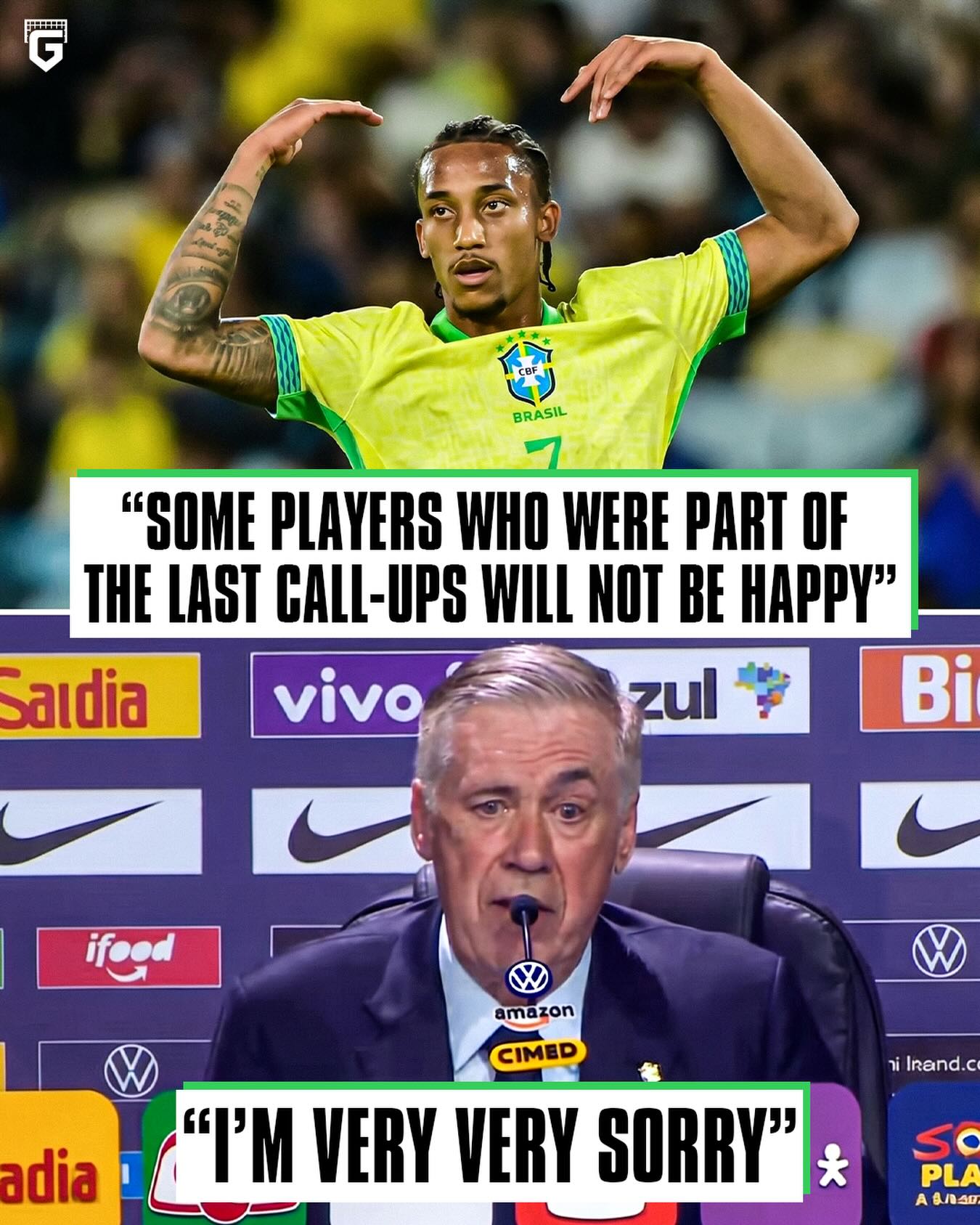 🚨🇧🇷 João Pedro has NOT been called up by Brazil for the World Cup. 

 Carlo Ancelotti: “Some players who were part of the last call-ups will NOT be happy with the World Cup squad… I’m very very sorry.”

“Thank you so much to everyone who did a fantastic job.”

❌ João Pedro
❌ Bento
❌ Andrey Santos
❌ Thiago Silva