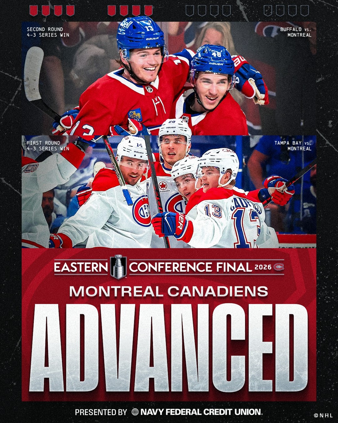 OLÉ, OLÉ, OLÉ, OLÉ!!! 📣 #StanleyCup 

The @canadiensmtl are headed to the Eastern Conference Final! 

Presented by @navyfederal