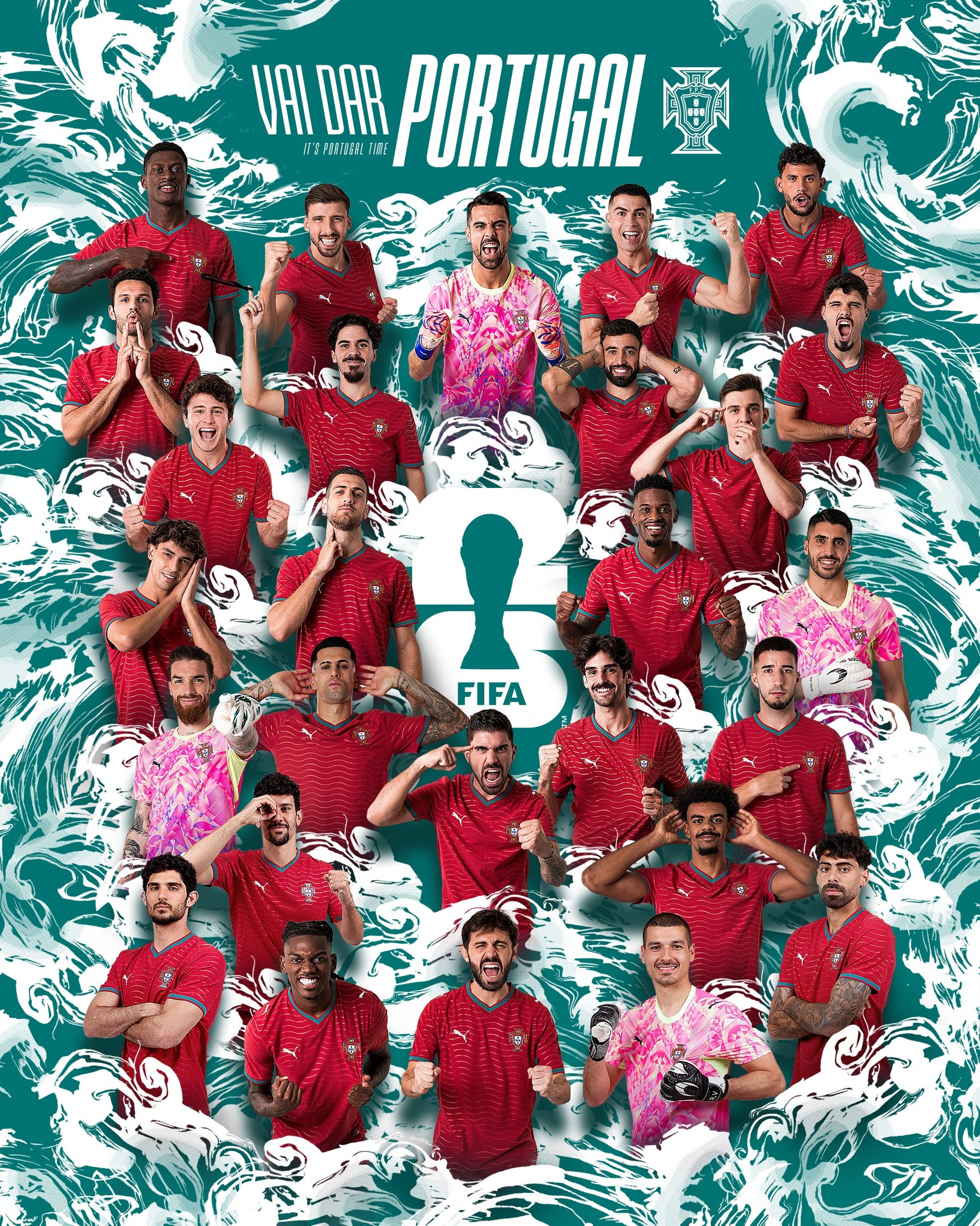 🇵🇹🏆 OFICIAL: LOS 26 CONVOCADOS DE PORTUGAL PARA EL MUNDIAL 2026

🧤 Diogo Costa, José Sá, Rui Silva, Ricardo Velho

🛡️ Diogo Dalot, Nélson Semedo, João Cancelo, Nuno Mendes, Gonçalo Inácio, Renato Veiga, Rúben Dias, Tomás Araújo

⚙️ Matheus Nunes, Rúben Neves, Samuel Costa, João Neves, Vitinha, Bruno Fernandes, Bernardo Silva

🔥 João Félix, Trincão, Francisco Conceição, Pedro Neto, Rafael Leão, Gonçalo Guedes, Gonçalo Ramos, Cristiano Ronaldo