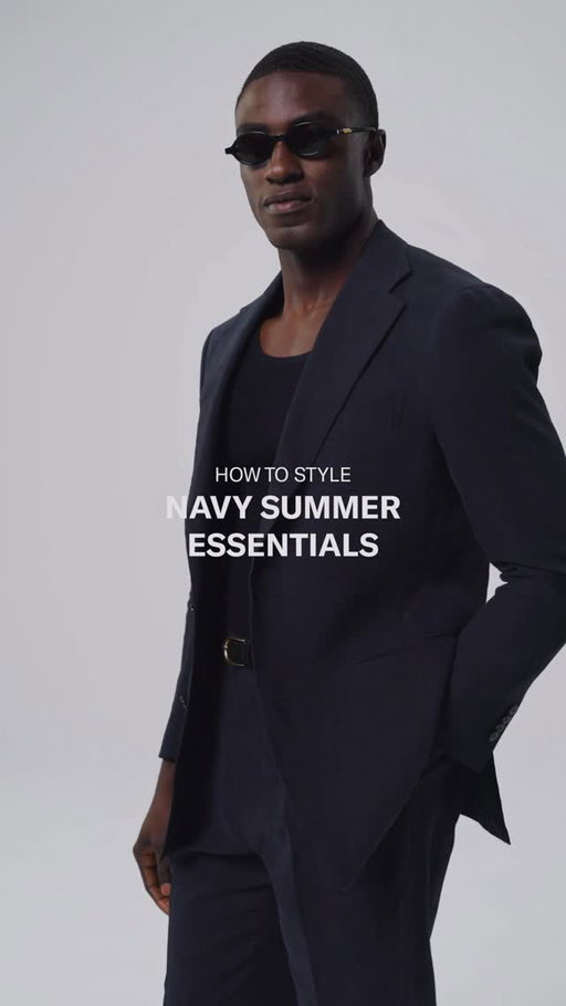 Another brushed linen moment with our Styling Director Marc. This time, Marc takes on the navy suit styled with a crisp cotton shirt for summer business dressing, or a navy tank top and slides for a more relaxed approach. One suit, multiple ways to wear it this season. Visit us in-store or shop online.