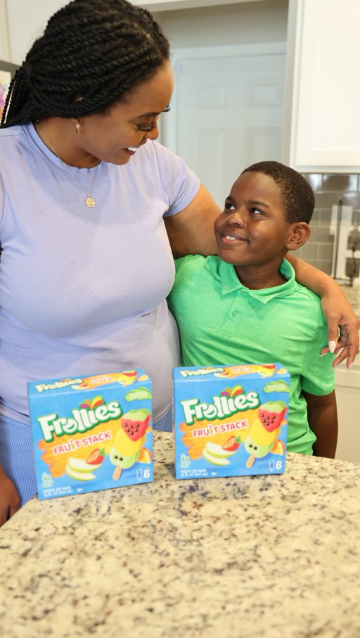 Pool days, sunshine, and snacks the kids get excited about ☀️🍓 The fruity layers in the new Frollies Fruit Stacks make summer moments even more fun. @Frollies #FreeTheFun #FrolliesPartner