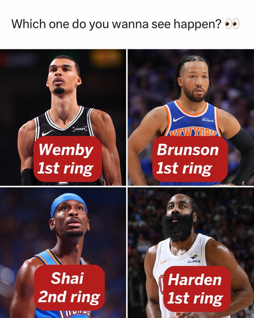 You can only choose one NBA Finals storyline.

⭕️ Wemby winning in just his third season would confirm that the San Antonio Spurs have found the next face of the league. A championship this early would be the perfect start to what could become a dynasty

⭕️ Brunson delivering the New York Knicks their first title since 1973 would make him an instant New York legend. Few championships would mean more to an entire fanbase.

⭕️ Shai capturing a second ring with the Oklahoma City Thunder would take his legacy to another level. Two championships this early would put him firmly among the defining stars of this era.

⭕️ Harden finally winning his first title would complete one of the greatest careers of the modern NBA. After all the scoring titles, MVPs, and playoff battles, he’d finally have the one accolade that has eluded him.

Four incredible storylines. Four legacy-defining outcomes.

You can only pick one. 🏆🏀