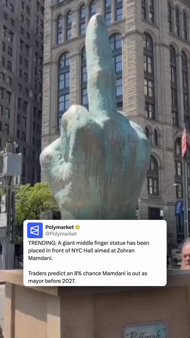 A giant middle-finger sculpture appeared outside New York City Hall on Monday, seemingly targeting Mayor Zohran Mamdani and his political agenda.