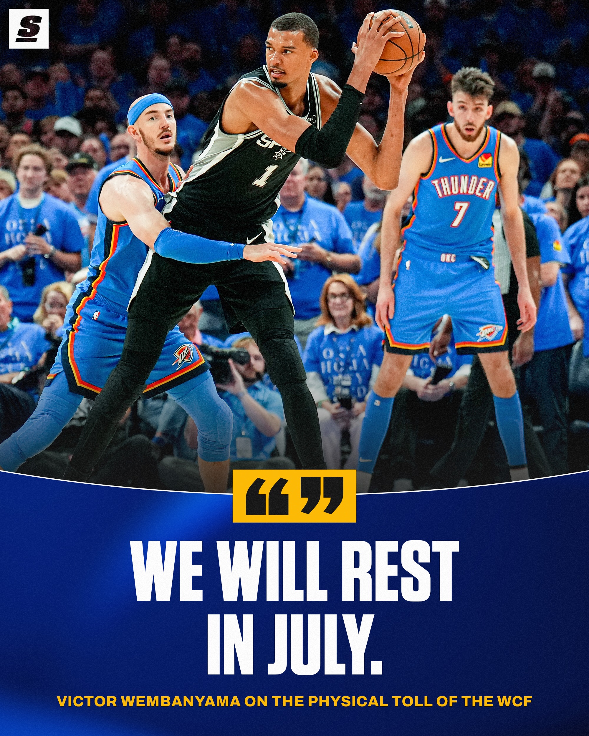 Wemby and the Spurs aren’t fazed by the physicality of the Western Conference Finals vs. OKC 😤
[via @nba]
