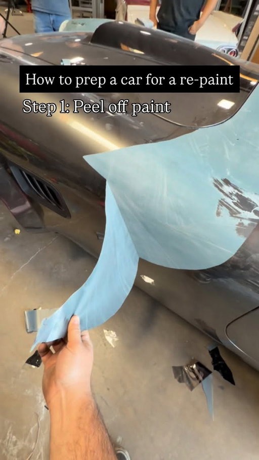 Unbelievable paint job on this one. Let’s just say the paint will last a bit longer once we are done with it… yikes! 

@brandongerringer @juan.encinas.92 @jake_from_statefarm0607 and Jaime got the entire car stripped and ready to get the body and paint job it deserves.