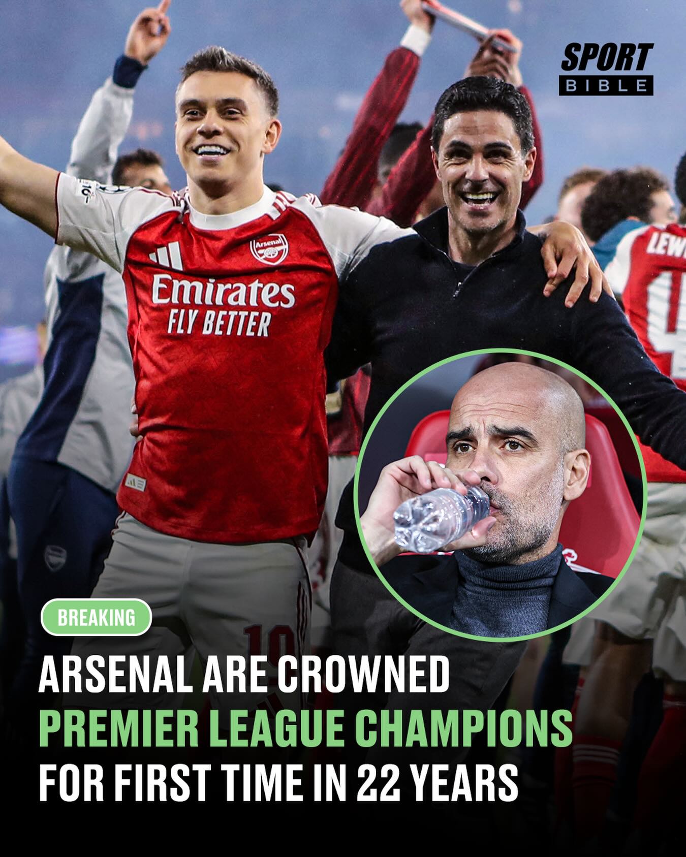 Man City’s 1-1 draw against Bournemouth means that Arsenal have won the Premier League for the first time since 2004, ending their 6-year trophy drought 🏆🔴

Will the Gunners complete the double this season? 👀