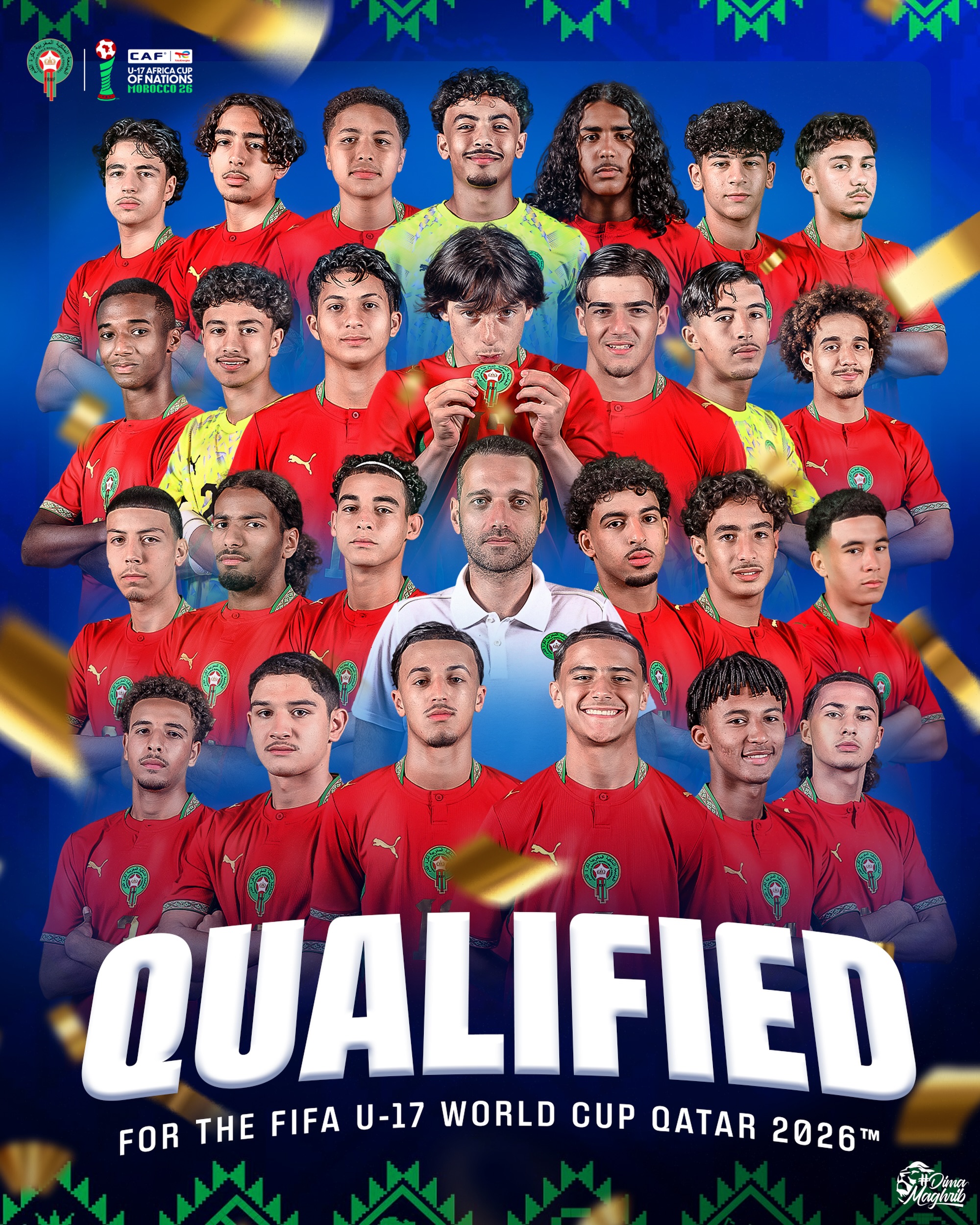 منتخبنا الوطني لأقل من 17 سنة يتأهل إلى كأس العالم - قطر 2026 🤩

Official ✅️Our National Team has qualified for the FIFA U-17 World Cup - Qatar 2026™️ 👏🏻

#DimaMaghrib 🇲🇦