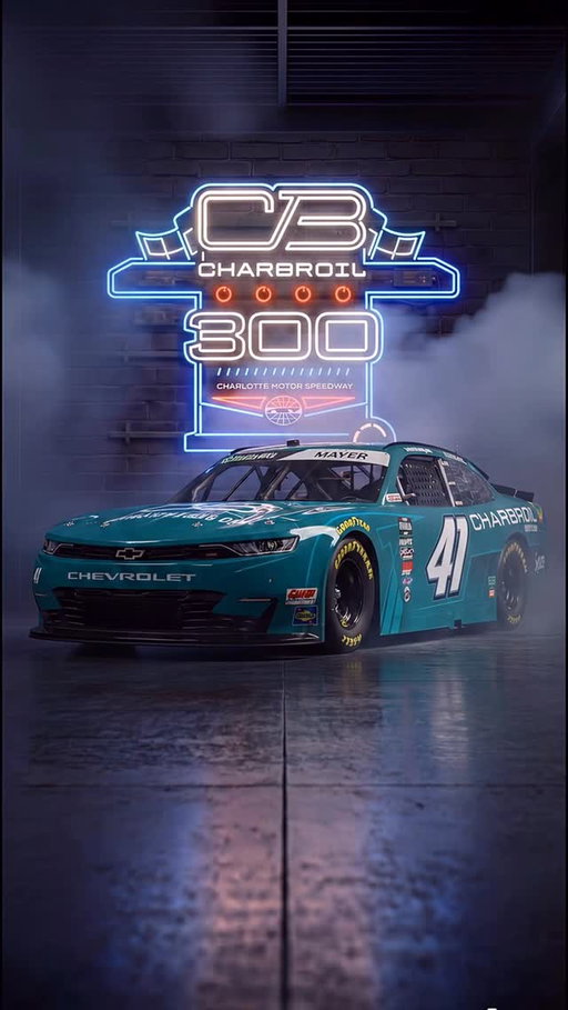 We're so excited to announce that we are the entitlement sponsor of the Charbroil 300 this Memorial Day Weekend @charlottemotorspeedway ! 🏁 

Tune in this Saturday to watch @sam_mayer_ race in the Charbroil Chevy 🔥

It'll be a weekend full of hot grills, fast cars, and hot dogs! You won't want to miss this! 🌭

See you there, Cookout Crew!