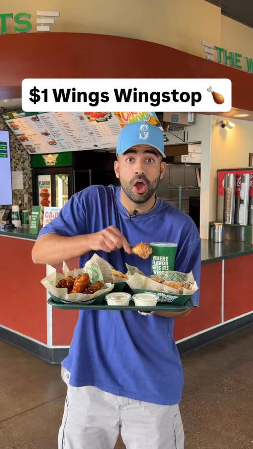 Want food deals? Follow me @aminshaykho to eat good! $1 wings at Wingstop 🍗 #wingstop #fastfood