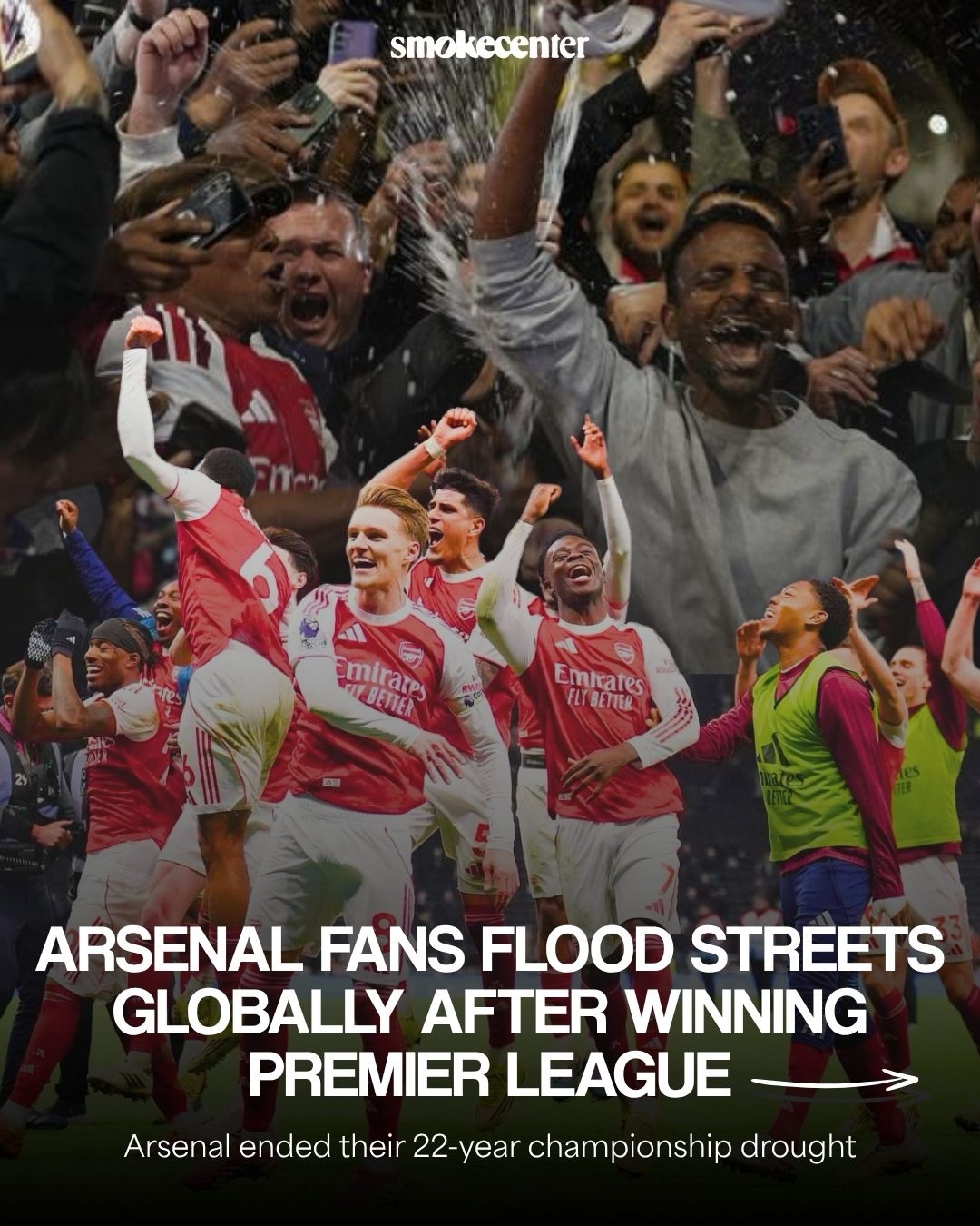 Arsenal captured the Premier League Championship today as Manchester City was unable to beat Bournemouth. This ending a 22-year championship drought for the club.

Fans around the world have been flooding cities and streets in celebration of the team’s title.