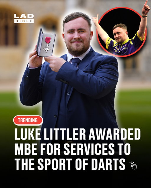 The Nuke is officially an MBE 👏⁠
⁠
Luke Littler has been recognised for his services to darts, after an unreal rise that’s helped take the sport to another level.⁠
⁠
The 18-year-old became the youngest ever PDC World Darts Champion earlier this year and has quickly become one of the biggest names in British sport.⁠
⁠
Other recipients across recent honours lists include Matt Lucas, Ella Toone, Sadia Kabeya and Cynthia Erivo.⁠
⁠
Not bad going at all for a lad who was still 16 when he first had the nation glued to the darts 🙌⁠
⁠
#darts #arsenal #ladbible
