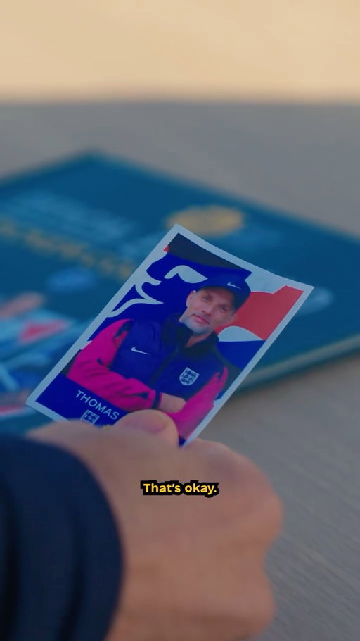 When England head coach Thomas Tuchel got a first look at his very own Panini sticker 👀
 
You can find our NEW M&S Eat Well Play Well Official sticker book in store now for just £3, simply spend £20 in your local M&S Foodhall to earn ONE free pack of stickers! ✨