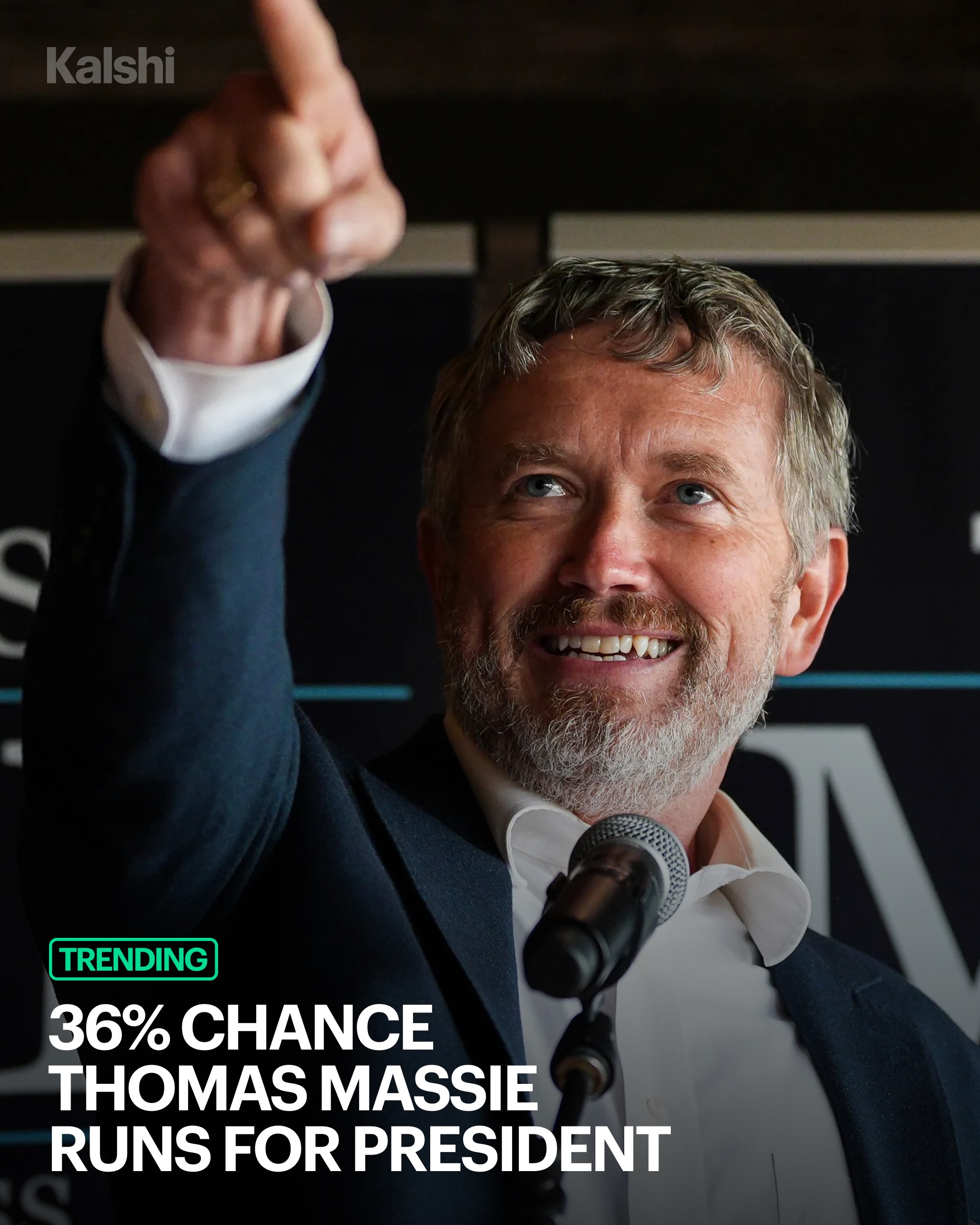 Thomas Massie now has a 36% chance of entering the 2028 Republican presidential race following his recent loss in Kentucky’s GOP primary. 

The longtime Kentucky congressman has drawn attention for repeatedly clashing with President Trump over spending and foreign policy issues.
