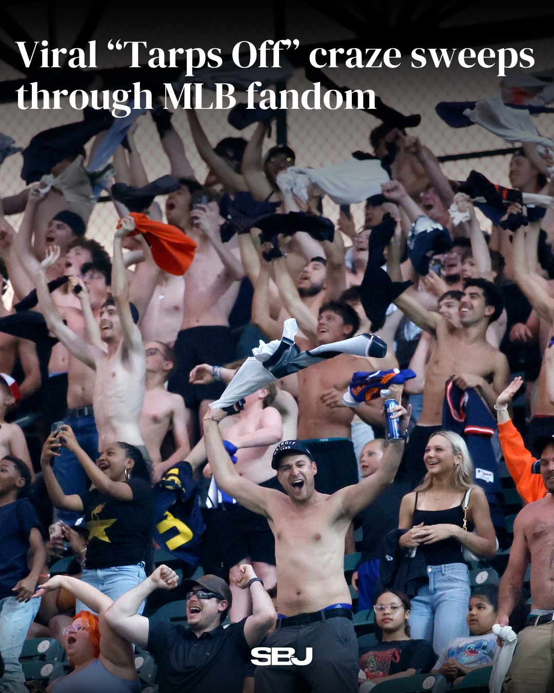 MLB is seeing a fresh wave of fan engagement driven by the viral "Tarps Off" trend.

Fanbases around the league are embracing the trend of gathering in stadium sections, taking off their shirts and twirling them overhead while chanting.

What started organically at Busch Stadium quickly grew into a crowd of hundreds and even caught the attention of Cardinals leadership, who embraced the movement by creating a dedicated section. 

Players, broadcasters and executives alike see it as a positive sign — proof that when given the space, fans can create authentic, contagious in-stadium experiences that resonate with a new generation.