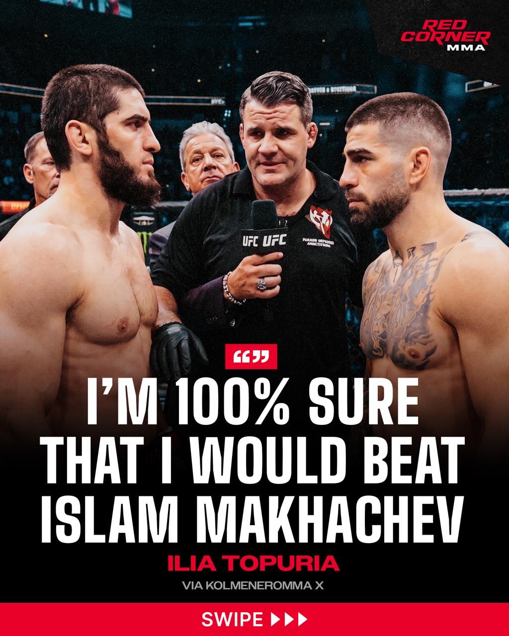 Ilia Topuria expresses uncertainty about what comes next in his career after his fight against Justin Gaethje on the White House lawn, saying he doesn’t know what will keep him motivated. However, he still remains confident in his abilities and believes he can defeat Islam Makhachev one day if they were to match up.

“I’m at a point in my life where it’s hard to make predictions about my professional career… I don’t know what will keep me motivated after this fight.

I feel like the best athlete in the world, so I’m still 100% sure that I would beat Islam Makhachev the way I want. I could submit him, finish him.”

Via @alvarocolmeneromma