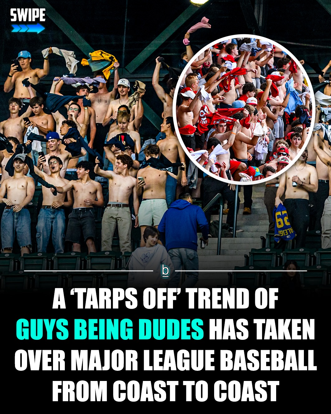 Just in time for Summer, guys being dudes is officially BACK and Major League Baseball has fully embraced it with the rise of the “Tarps Off” trend. ⚾️☀️

From St. Louis to Tampa, Philly, Seattle, Anaheim and Detroit, fans are ripping their shirts off, twirling them over their heads like helicopters, and turning MLB stadiums into absolute madhouses. 

What started with Cardinals fans has quickly spread coast to coast and honestly feels like the first true league wide fan movement baseball has had in years.

Soccer has chants. College football has fight songs. Baseball now has dudes going fully Tarps Off in the outfield and bringing unreal energy to games every night. 👍

It’s pure guys being dudes. No matter the body type, fans are confidently popping their shirts off on national TV and fully committing to the movement. 🔥

By the All-Star break there’s a real chance entire outfield sections around the league are shirtless.

Follow 👉 @brobible for all things “dude” 😎 

#mlb #baseball #guys #dudes #men