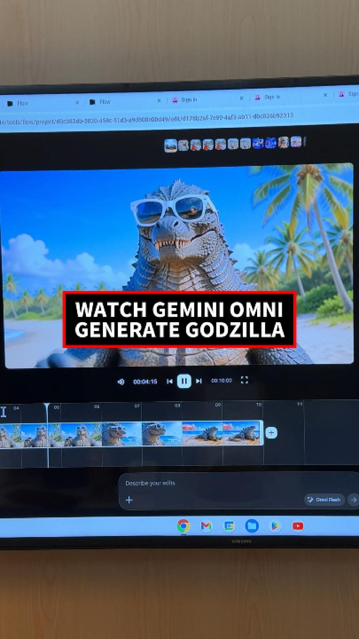 We prompted Gemini Omni to show us Godzilla on vacation at #googleio, and in minutes we got our results!
#geminiomni #generativeai #ai #godzilla