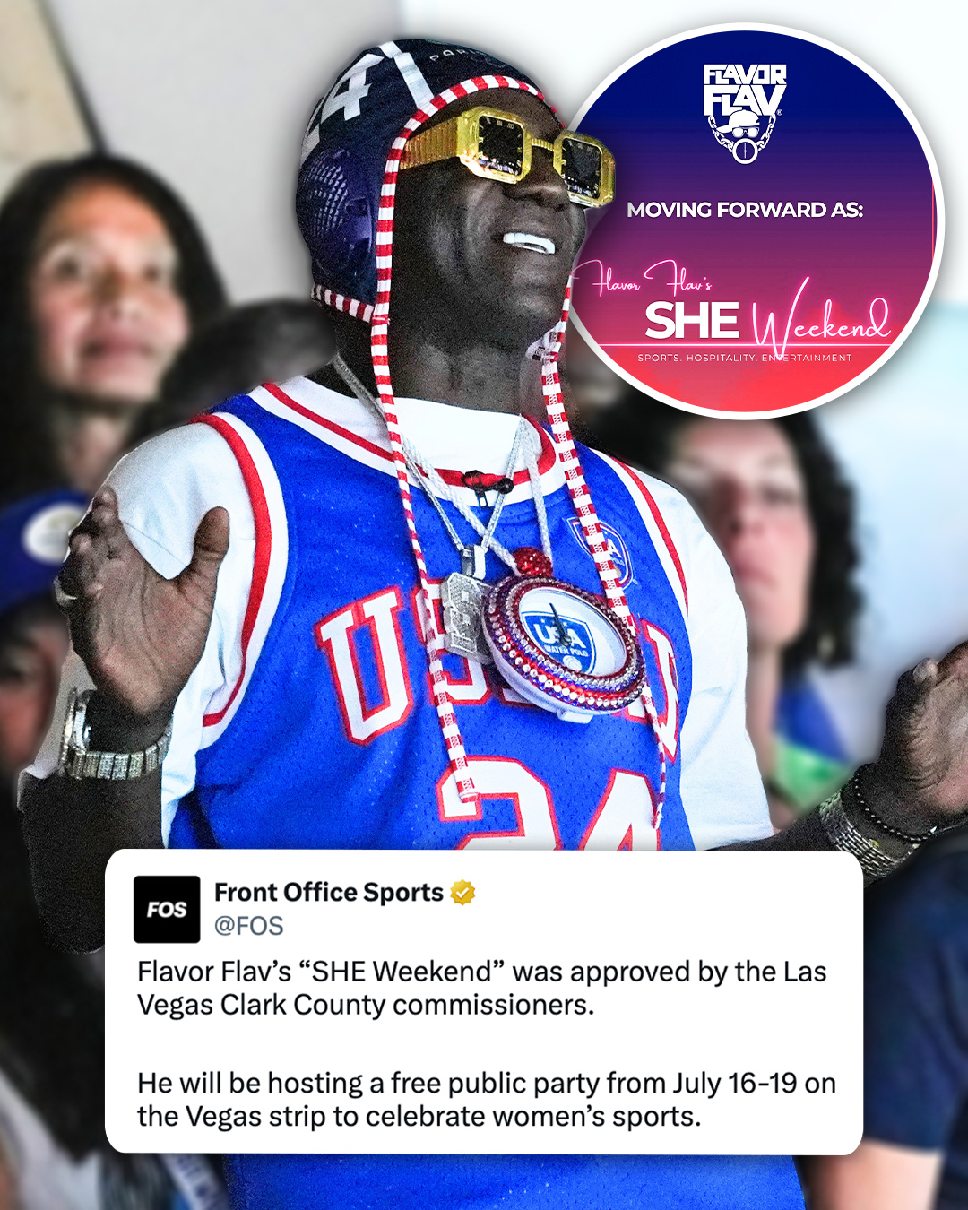 In February, the U.S. women's hockey team declined President Trump's State of the Union invite following their Olympic gold win, so Flavor Flav offered to celebrate them in Vegas.⁠
⁠
That offer has since snowballed into a full weekend celebrating women's sports—now officially approved by Clark County commissioners.