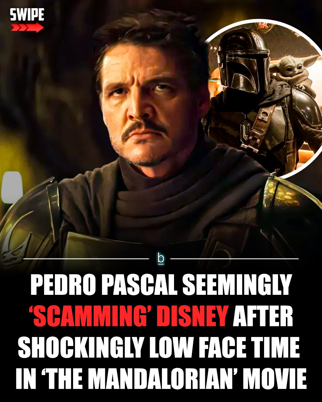 The reviews for The Mandalorian & Grogu, the first Star Wars movie in seven years, aren’t pretty. 👎

Given how much lead actor Pedro Pascal likely got paid for the role compared to little he actually appears on screen, it’s doubtful he cares all that much. 🤷‍♂️

With a 60% critics score on Rotten Tomatoes and many reviews calling the project a soulless supersized episode of television, The Mandalorian & Grogu has been far from the return to the big screen that Lucasfilm and Disney hoped it’d be. 🍅

While Pedro Pascal certainly seems like the type of actor who wants to be putting out good work, it’s likely he won’t be losing any sleep over the poor reviews, as one particularly scathing from The Independent confirms he has just FIVE MINUTES of mask-off face time in the movie.

Although his salary for The Mandalorian & Grogu has not been disclosed, it’s safe to assume that it’s at least double what he was making on the TV show (a reported $600,000/episode, which equates to just under $5 million per season). 💰

💬 - “Is his stunt double eligible for an Oscar nom?” one fan on social media cracked wise.

Later this year, Pascal will likely be earning another hefty Disney-stamped paycheck as he’ll be starring as Reed Richards/Mr. Fantastic in Avengers: Doomsday.

Pascal’s slate isn’t all blockbuster fare, though. In addition to starring in The Fantastic Four: First Steps last year, he also starred in Ari Aster’s Eddington. 🎬

He’s also recently signed on to star in Park Chan-Wook’s The Brigands of Rattlecreek alongside Matthew McConaughey and Austin Butler, and is also attached to Tony Gilroy’s (Andor, Michael Clayton) upcoming drama Behemoth.

Follow 👉 @brobible for all things “dude” 😎 

#starwars #movies #guys #men #dudes