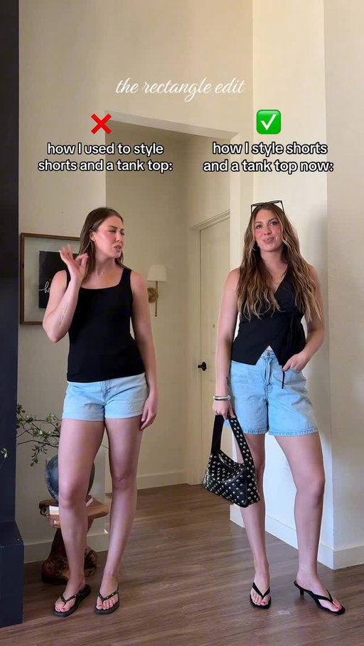 Which one are you? Comment WANT for ⛓️‍💥s! As a boxy body type, you can NEVER go wrong with a wrap top and loose fit shorts💞 follow for more! https://liketk.it/6dFOt