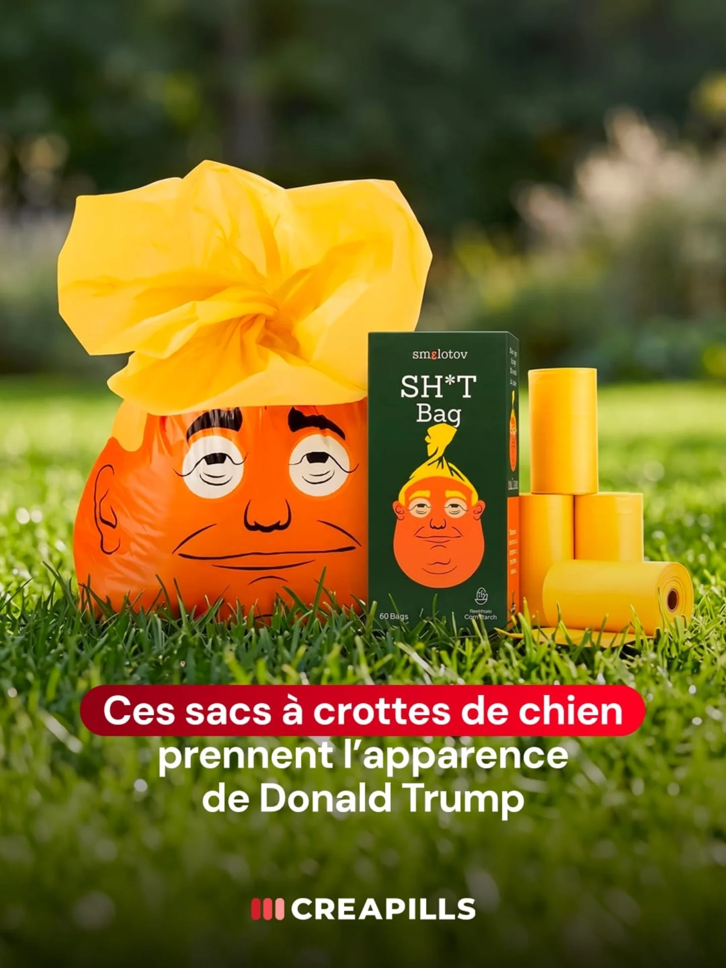 Ces sacs à crottes de chien portent le visage de Donald Trump et JD Vance : l’idée de @smolotovhq, marque fondée par Stefan Schuch avec deux ex-artistes visuels d’Apple, pour faire de chaque promenade un geste politique.

Le nom croise “small” et “Molotov” : les petits gestes du quotidien comme actes de rébellion. Du packaging au message, un cas d’école de brand utility assumée.