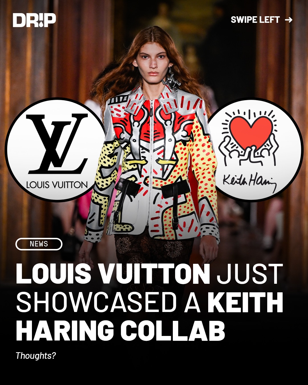 During Louis Vuitton Cruise 2027 show, models hit the runway wearing Keith Haring collaboration pieces featuring his signature pop art across various garments. Thoughts?