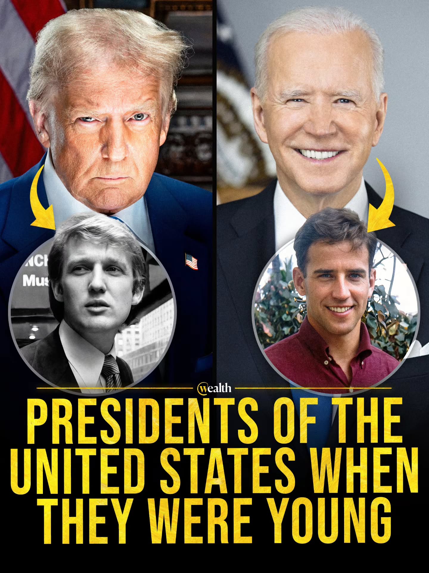 Young portraits trace six decades of American presidents. 🇺🇸

Donald Trump, Joe Biden, Barack Obama, George W. Bush, Bill Clinton, Ronald Reagan, and John F. Kennedy appear here in younger years, before the White House fixed their most familiar public image.

Together, they cover presidents elected from 1960 through 2020 and compress six decades of U.S. political history into a single before-office timeline. The contrast is simple but informative: each face is widely known in power, and far less often remembered before it.

#USPresidents #AmericanHistory #Politics #WhiteHouse #ThenAndNow