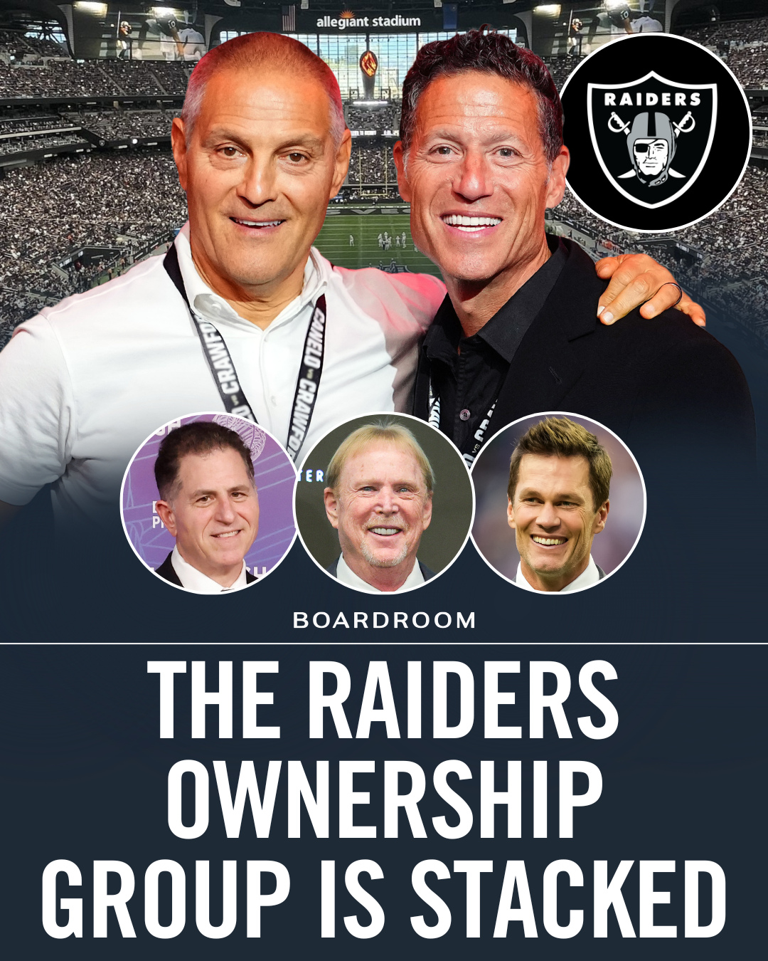 Ari Emanuel and Mark Shapiro are officially joining the Las Vegas Raiders ownership group with new minority stakes in the franchise, adding two of the most influential executives in sports and entertainment to the NFL alongside longtime owner Mark Davis.⁠
⁠
The move adds even more star power to a group that already includes Tom Brady, while Michael Dell, Joseph Baratta, Egon Durban, and Michael Meldman are also reportedly increasing or acquiring stakes in the organization.⁠
⁠
Emanuel and Shapiro continue expanding their reach across sports, media, and live events through TKO, WME Group, UFC, WWE, On Location, and MARI as the Raiders’ valuation reportedly approaches $10 billion.⁠
⁠
(via @deadline)