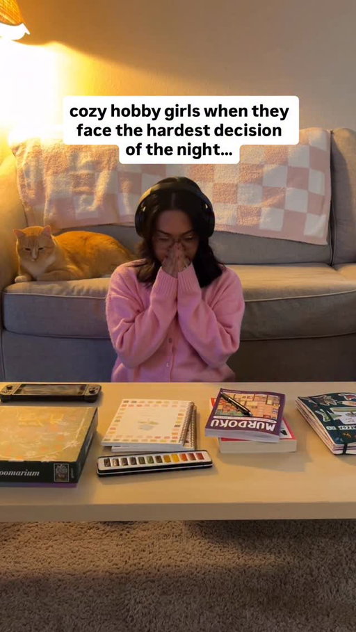 MY CAT 🤣 hobby girls when they face the hardest decision of the night!! IS THERE A WAY TO DO EVERYTHING ALL AT ONCE? 😂📚🎧🎨🧩

Not featured but also an option of course is journaling and reading!! (But I’m in a reading slump rn) 

Inspired by: @drereads_ 

#hobbyist #hobbyideas #cozyhobbies #cozygaming