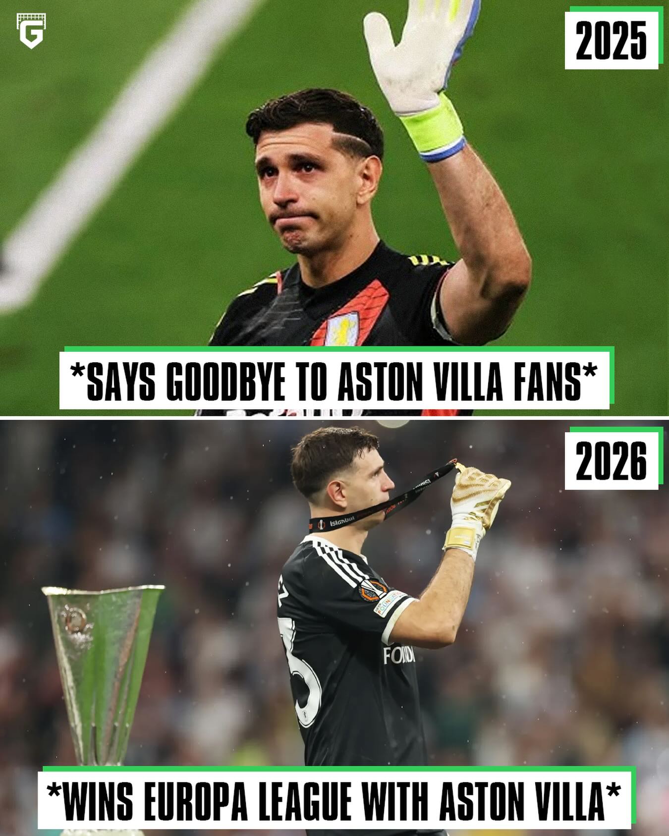 Never forget when Emi Martinez was set to leave Aston Villa and even cried during his farewell match, only to stay and end up winning the Europa Legaue 😂👏🏼

🗣 Emiliano Martínez: “Today I broke my finger during the warm-up! But.. for me, every bad thing brings something good. I’ve done this my whole life and I’ll keep doing it!

“I have never had a broken finger before. Every time I caught the ball, it went the other way. But these are things you have to go through, and I’m proud to defend Aston Villa.”

Emiliano Martínez has won 𝗘𝗩𝗘𝗥𝗬 𝗙𝗜𝗡𝗔𝗟 he has played in during his career!
➡️ 7 finals played
✅ 7 victories

2020 🏆 FA Cup
2020 🏆 Community Shield
2021 🏆 Copa America
2022 🏆 World Cup
2022 🏆 Finalissima
2024 🏆 Copa America
2026 🏆 Europa League