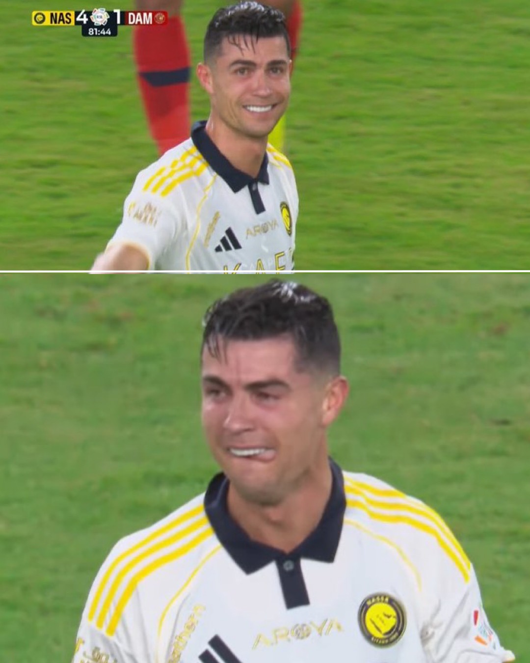 Cristiano Ronaldo with tears of joy after scoring a brace to help secure the title for Al-Nassr. 

THIS IS FOOTBALL HERITAGE 🔥🔥🔥