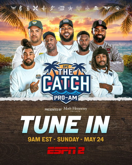 Some of the biggest names in sports head offshore for one epic showdown 🏈🎣

Dalvin Cook, Leonard Williams, Jeffery Simmons, Raheem Mostert and many more superstar athletes trade the stadium lights for bluewater battles in 𝙏𝙝𝙚 𝘾𝙖𝙩𝙘𝙝 𝙋𝙧𝙤 𝘼𝙢 presented by @moethennessy 👏🐟

📺 : ESPN2
🗓 : Sunday, May 24
⏰ : 9AM EST

#SFCTheCatch #SportFishingChampionship #LaGrandeDame @veuveclicquot l