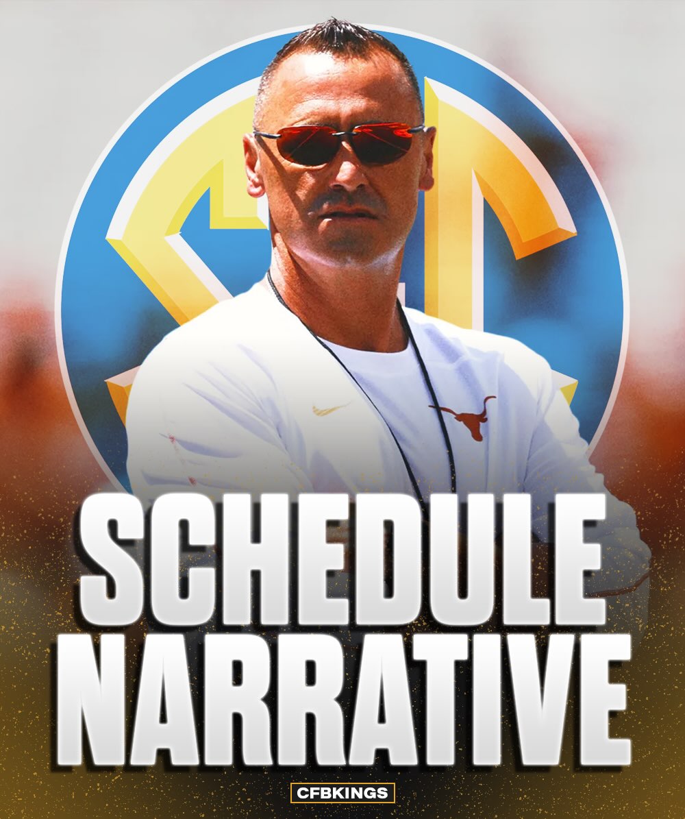 The SEC’s strength of schedule narratives are starting nice and early this year 🔥

Texas HC Steve Sarkisian took a shot at Texas Tech, saying, “There’s a team in our state that plays in another conference that has a schedule that I would argue if I played with our twos and our threes, we could go undefeated, and they’ll probably make the CFP this year.”

Sarkisian says this after a season where Texas lost to Florida on the road. Florida lost non-conference games to South Florida at home and to Miami by 20.

Sarkisian says this after a season where Texas beat Kentucky by 3 in overtime. Kentucky lost a non-conference game to Louisville by 41.

Sarkisian says this after a season where Texas needed a miracle to beat Mississippi State by 7 in overtime. Mississippi State lost a non-conference game to Wake Forest by 14.

Sarkisian says this after a season where Texas beat Arkansas by 15. Arkansas lost a non-conference game to Notre Dame by 43.

THE SEC GAUNTLET™️