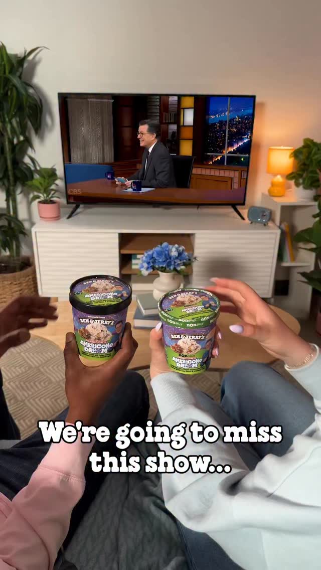 You can’t cancel great taste. While we’ll miss @colbertlateshow, Americone Dream will keep calm and carry on with a sweet new look coming soon to freezers! And as always, proceeds support charitable causes through the Stephen Colbert Americone Dream Fund. Find it near you at the link in our bio. #benandjerrys #americonedream #stephencolbert #lateshow